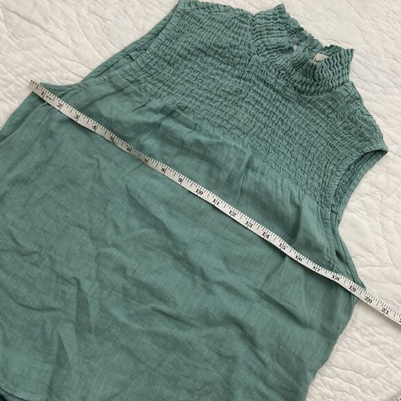 Cloth & Stone 100% Linen Ruched High Neck Blouse size XS - Picture 11 of 13